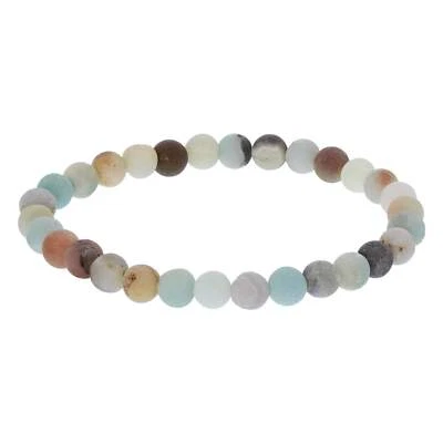 6mm Matte Amazonite Gemstone Bead Unisex Stretch Bracelet - Image 1 of 2