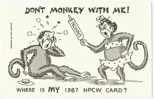 Don't Monkey With Me! Roy & Marilyn Nuhn, Northford, CT NPCW 1987 - Imagen 1 de 2