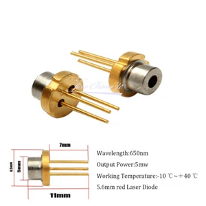 DIP Metal 650nm 5mw 5.6mm Red IR Laser Diode 2-2.2V TO-18 light-emitting diode - Picture 1 of 7