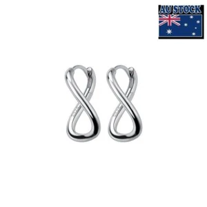 Fashion Woman REAL S925 Sterling Silver Twist Huggie Hoop Earring Clip 1 Pair - Picture 1 of 7