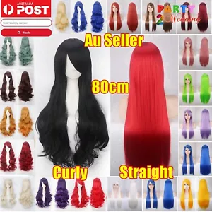 Fashion 80cm Cosplay Costume Long Full Hair Wavy Curly Wig Wigs Women Girls AU - Picture 1 of 61