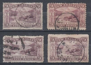 NEW ZEALAND 1898/1906 PICTORIAL 9d PINK TERRACE PRINTINGS x4 USED (ID061/D65449) - Picture 1 of 1