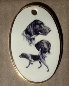 Zeiger Vogel Hund Keramik Fliese Ornament Oval Gold Zierleiste 3 Zoll Neu - Bild 1 von 2