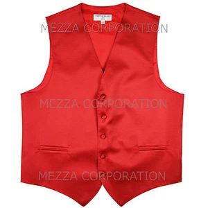 New Men's Tuxedo Vest Waistcoat Horizontal Stripes only prom wedding party Red - Picture 1 of 2