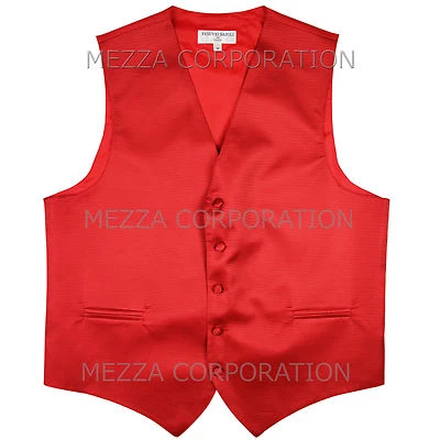 New Men's Tuxedo Vest Waistcoat Horizontal Stripes only prom wedding party Red - Image 1 of 2