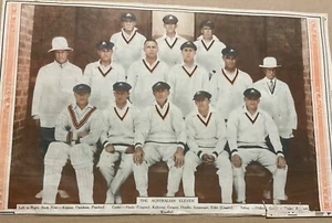 Cricket large colour pin up AUSTRALIAN XI 1ST TEST Brisbane 1928 BRADMAN DEBUT - Picture 1 of 2