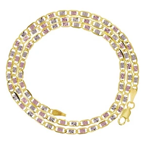 Italian 14k Tri-Color Gold Diamond Cut Valentino Chain Necklace 18" 2.5mm 4.1 gr - Picture 1 of 7