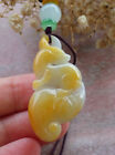 Collier pendentif renard certifié jaune birman naturel en jade jadéite  913131
