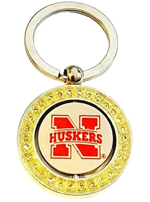 Nebraska Cornhuskers Spinner Keychain NCAA Football Team Rhinestone Souvenir - Image 1 of 4
