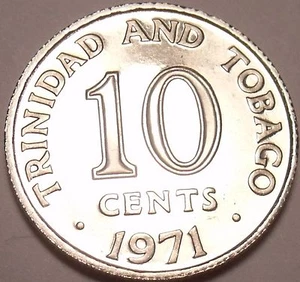 Rare Proof Trinidad & Tobago 1971 10 Cents~Only 12,000 Minted~Free Shipping - Picture 1 of 2