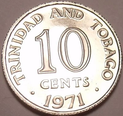 Rare Proof Trinidad & Tobago 1971 10 Cents~Only 12,000 Minted~Free Shipping - Image 1 of 2