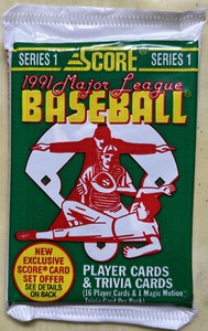 1991 Score Baseball Pack Cal Ripken, Jr. Orioles (Top) Doug Dascenzo Cubs (Back)