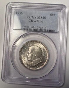 1936 Cleveland Commemorative Half Dollar PCGS MS65 - Picture 1 of 4