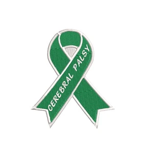 Cerebral Palsy Awareness Support Ribbon Green Patch Embroidered Iron-on Applique - Picture 1 of 12