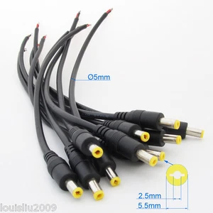 4pcs 25cm 18AWG Copper DC Power Cable Pigtail 5.5x2.5mm DC Male For CCTV Camera - Picture 1 of 6