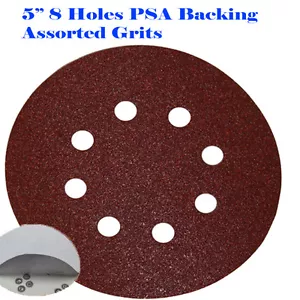 5" 8 Holes Sanding Paper Disc Sandpaper Adhesive PSA Backing Peel and Stick - Picture 1 of 1