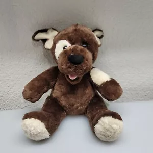 Costruisci un orso cane peluche cucciolo 10" peluche marrone scuro bianco macchia toppa occhi - Foto 1 di 9