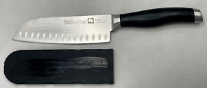 THE PAMPERED CHEF SANTOKU KNIFE 7” BLADE GERMAN CR MO V STEEL WITH SHEATH