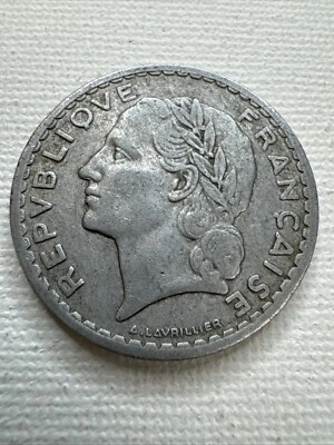 [#82049] Moneda, Francia, Lavrillier, 5 Francos, 1947, MS, Aluminio, KM:888b.1 Foto 1 de 4