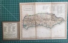 1830 Antique Folding Pocket County Map of Sussex - Chapman & Hall 