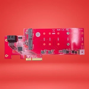 Ableconn Carte Contrôleur RAID Hybride PCIe Double SATA M.2 SSD Adaptateur HDD - Photo 1/2