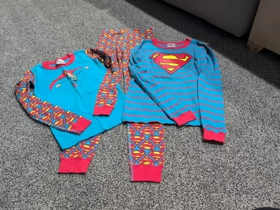 Hanna Andersson niños 150 EE. UU. 12 PIJAMAS Long Johns Superman rojo azul conjunto algodón Foto 1 de 4