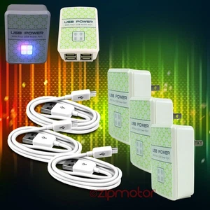 3X 4 USB PORT WALL ADAPTER+3FT CABLE POWER CHARGER SYNC WHITE GALAXY NOTE NEXUS - Afbeelding 1 van 1