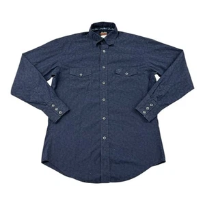 Wrangler George Straight Troubadour Snap Button Up Shirt Mens Large Blue Paisley - Picture 1 of 7