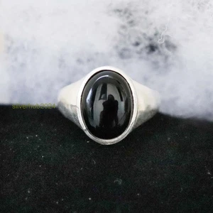 Black Onyx Gemstone Men's  925 Sterling Silver Handmade  Ring All Size  SH69 - Picture 1 of 4