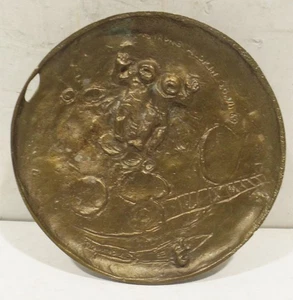 Rilievo commemorativo in bronzo fatto a mano Apolo Sbarco sulla Luna Armstron/Aldrin 20.7.69 - Foto 1 di 6