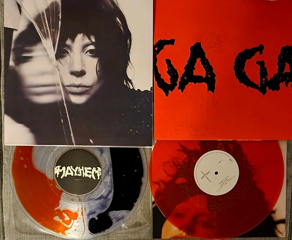 MAYHEM •Lady Gaga • Split Orange and Black liquid Vinyl • 2LP Bad World Records - Image 1 of 4