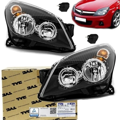 2x Opel Astra H Scheinwerfer SET Schwarz Klarglas H7/H1 + 2x Motor 3j .GARANTIE - Bild 1 von 4