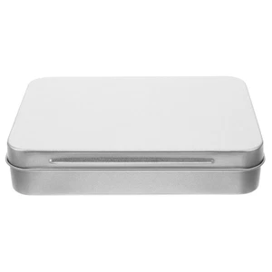 Small Tinplate Can Rectangular Metal Box Tins with Lids Empty Containers - Picture 1 of 12