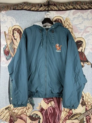 Vintage 90s Disney Tigger Bomber Jacket Men Lg Green Hooded Spell Out Embroidery - Image 1 of 4