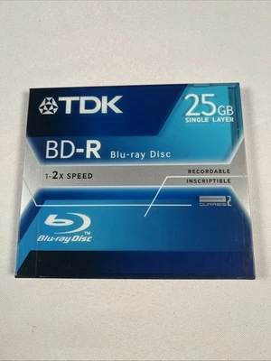 TDK BD-R Blu-ray Disc 25GB 1-2x Speed Single Layer Recordable New Sealed - Image 1 of 2