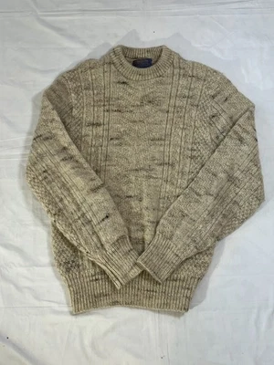 Vintage Pendleton Sweater Mens Medium Beige Wool Pullover Crewneck Made USA 70s - Image 1 of 4