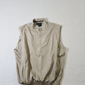 FootJoy FJ Golf Vest 1/4 Snap Pullover Sleeveless Tan Beige Windbreaker Mens M - Picture 1 of 5