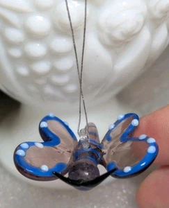 Vintage hängende mundgeblasene Glasfigur Schmetterling Murano-Stil   - Bild 1 von 8