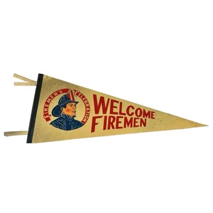 VINTAGE FEUERWEHRMANN FEIER WILLKOMMEN FEUERWEHRLEUTE WIMPEL BANNER 30" - Bild 1 von 6