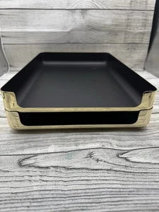 Eldon EMPHASIS 6000 Gold Executive Paper File Tray Organizer Desk Vintage x2 - Picture 1 of 16