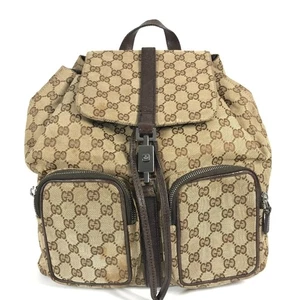 GUCCI 114552 GG logo backpack Bag Backpack GGCanvas/Leather Beige/Dark brown - Picture 1 of 16