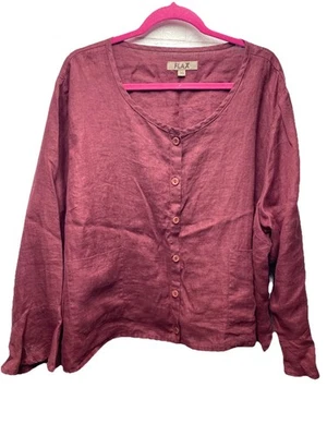 FLAX WOMENS RED LINEN JACKET   SZ 3G Plus Size - Image 1 of 4