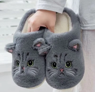 KANCOOL Süße Katze Hausschuhe Flauschig Plüsch Winter Indoor Schuhe Herren Damen