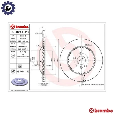 2x BRAKE DISC 09.D241.23 FOR LAND ROVER DISCOVERY/SPORT/VAN RANGE/EVOQUE 1.5L - Image 1 of 4