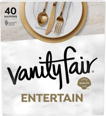 Vanity Fair Entertain 2 pack (40 ct) Luxurious 3-ply Classic Dinner Napkins~80pc - Image 1 of 4