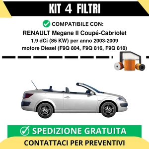 Kit 4 Filtri Tagliando per RENAULT Megane II Coupé-Cabriolet 1.9 dCi 85 kw Di... - Imagen 1 de 2