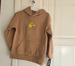 Pokemon Hoodie Sweatshirt - Tan - Boys size Small 6/7 NEW - Picture 1 of 5