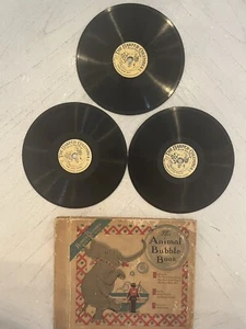 1918 THE ANIMAL BUBBLE BOOK with 3 Mini Records Harper-Columbia Book that Sings - Picture 1 of 4