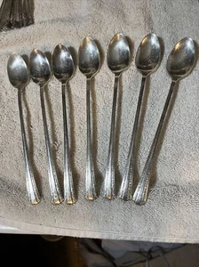 Lot of 7 Art deco Rogers Gracious Ice Tea spoons Very Nice - Picture 1 of 8