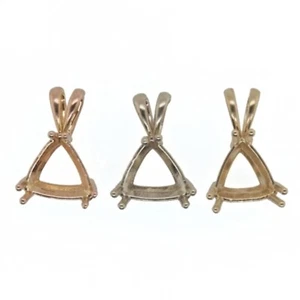 14K Gold Trillion Pendant Findings; Yellow, Rose, or White Gold - Picture 1 of 13